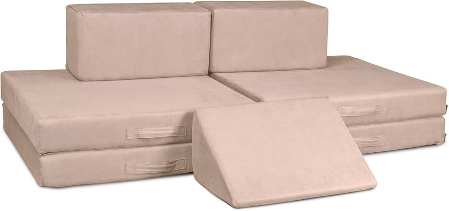 The Figgy 7 Piece Modular Play Couch for Kids- Washable, Waterproof, American Made, Sturdy, Hook ... | Amazon (US)