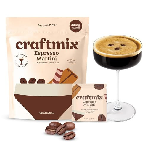 Craftmix Espresso Martini Cocktail & Mocktail Drink Mixer, Skinny Mixes - Water Flavoring Packets - Made With Real Coffee Beans - Vegan, Low-Carb, Low-Sugar, Non-GMO, Dairy Free, Gluten Free, 12 Pack | Amazon (US)