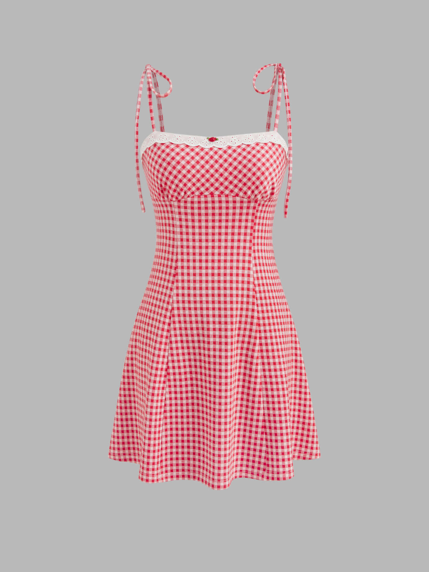 Square Neck Gingham Bowknot Mini Dress | Cider