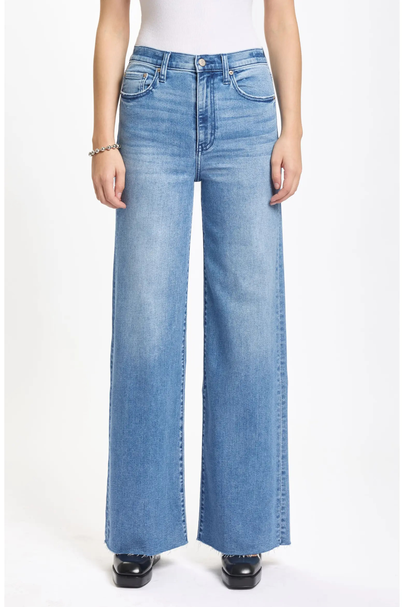 Far Out High Waist Raw Hem Wide Leg Jeans (Women) | Nordstrom | Nordstrom