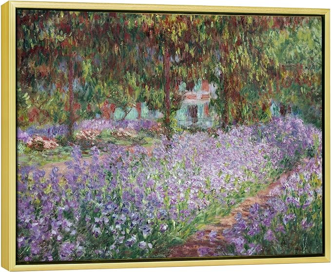Wieco Art Framed Canvas Print Wall Art Irises in Monet's Garden,1900 by Claude Monet Impressionis... | Amazon (US)