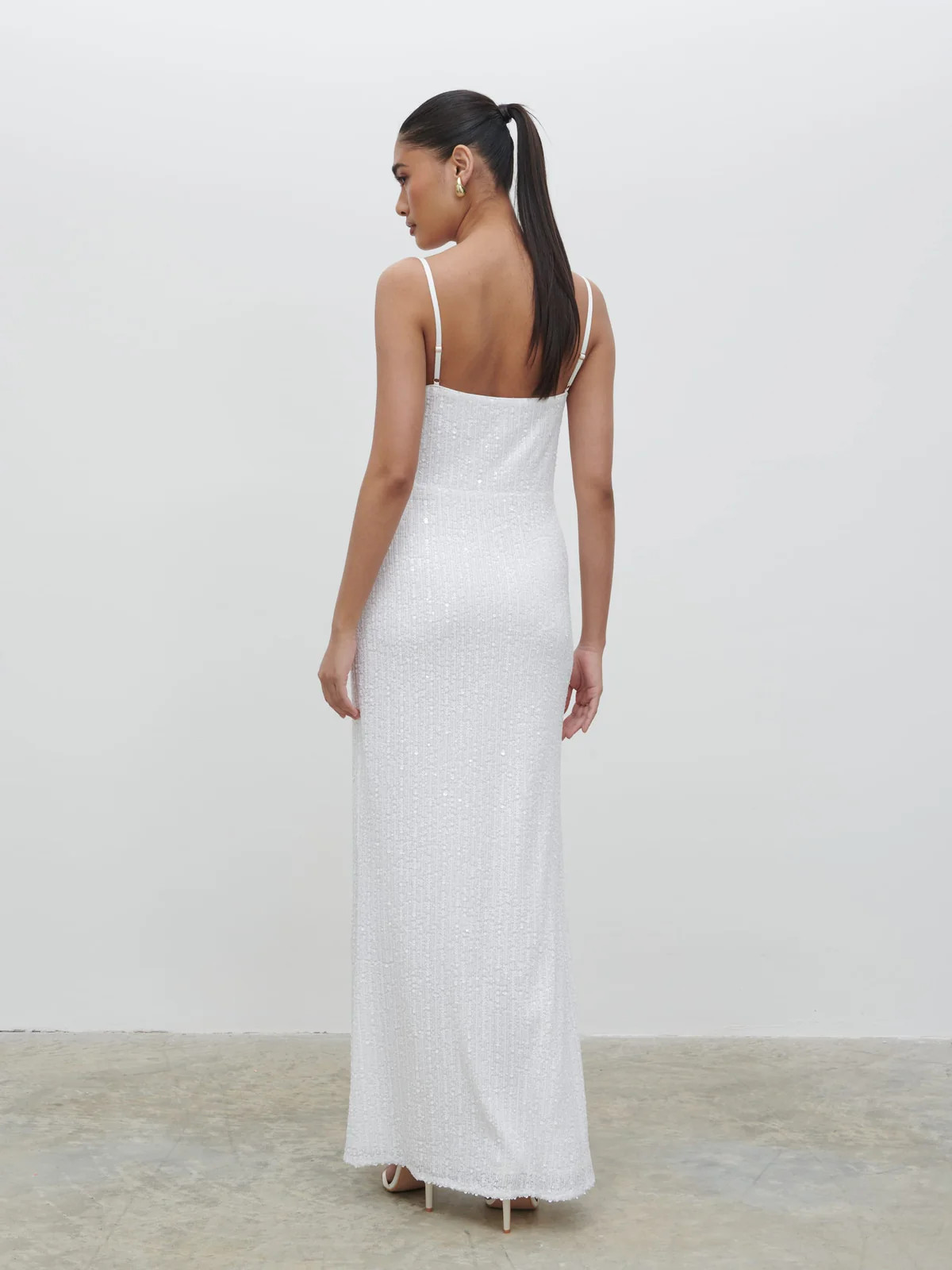 Keisha Sequin Maxi Dress - Ivory | Pretty Lavish (UK)