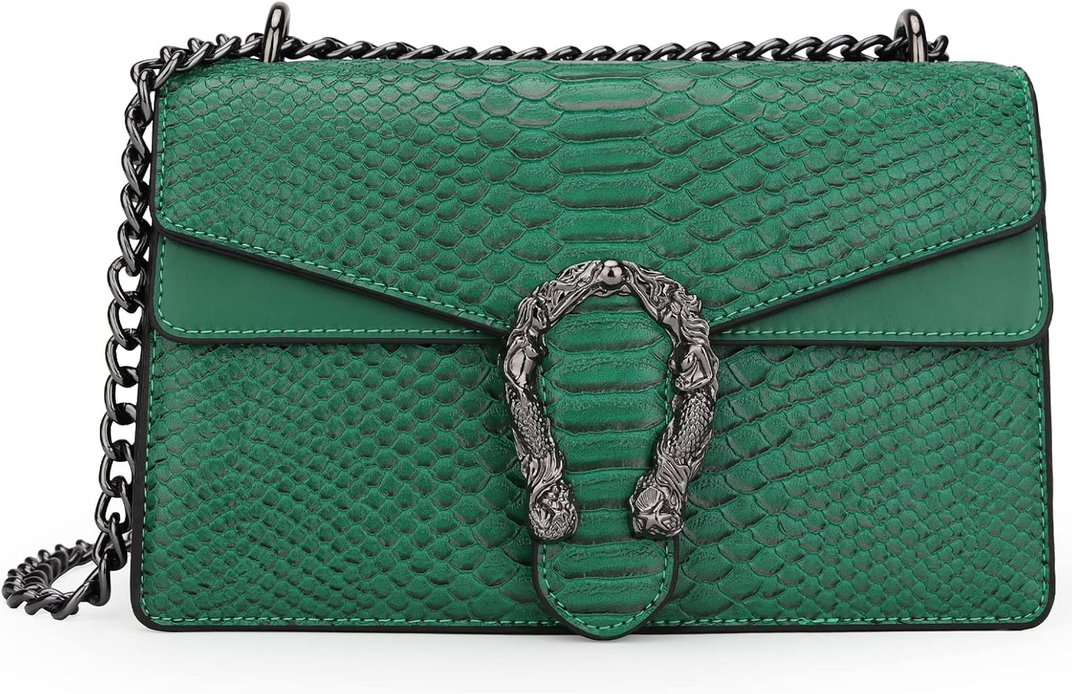 Crossbody Shoulder Purse for Women - Snake Printed Leather Evening Clutch Chain Strap Small Satchel  | Amazon (US)