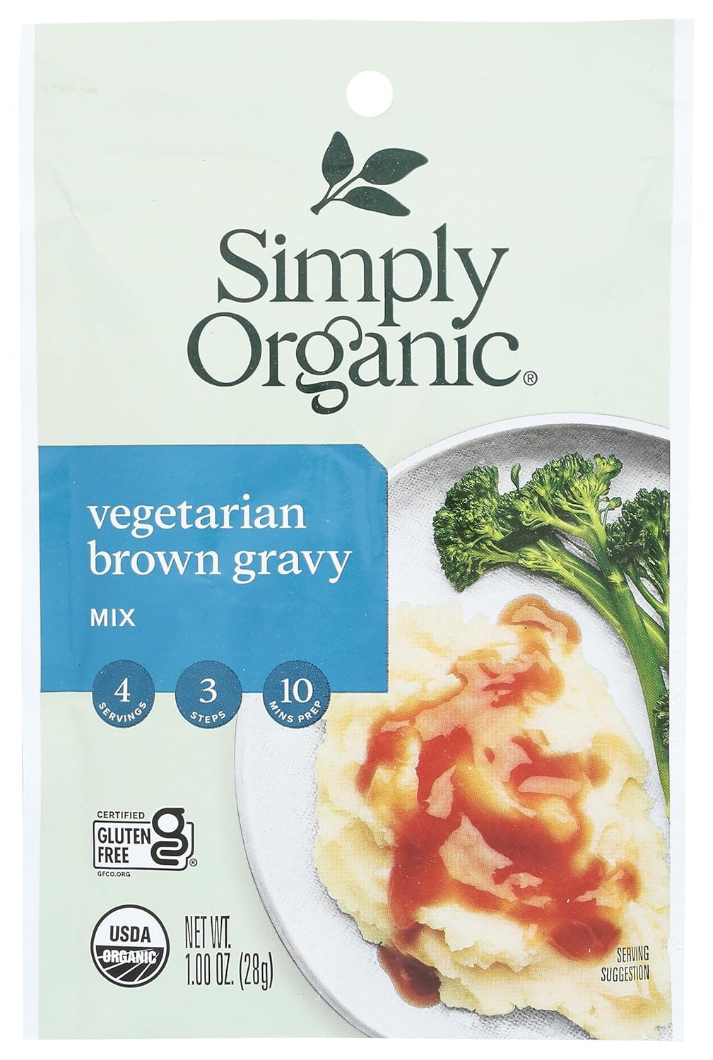 Simply Organic Vegetarian Brown Gravy Mix, Certified Organic, Vegetarian, Gluten-Free | 1 oz | Amazon (US)