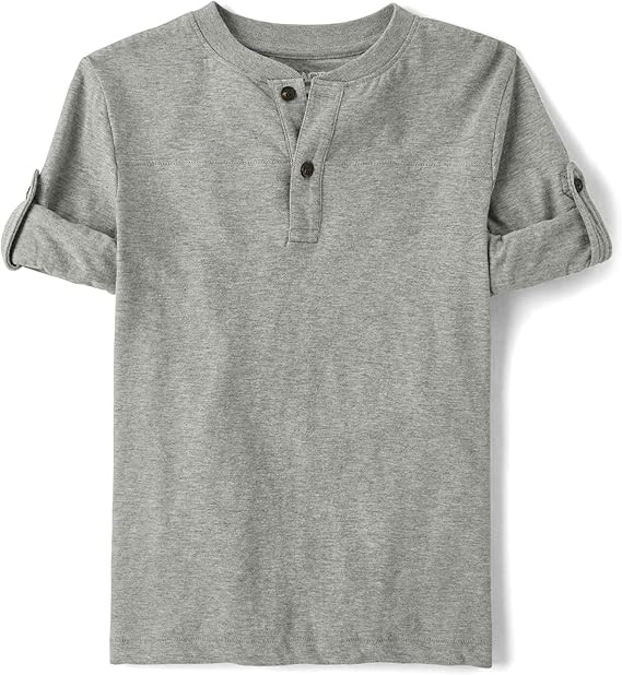 The Children's Place Boys' Long Sleeve Rolled Cuff Henley Shirt | Amazon (US)