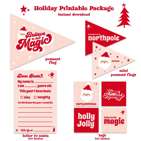 Christmas Pennant Flags  Letter to Santa  Christmas Tags  | Etsy | Etsy (US)