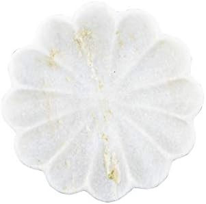 Creative Co-Op DF2368 Carved Marble Flower Shape Dish, White | Amazon (US)