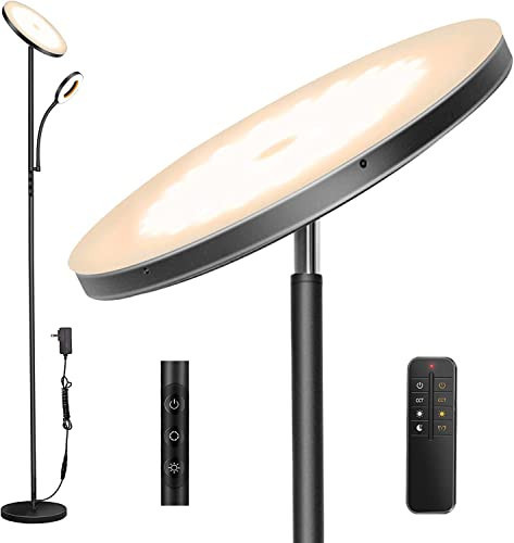 LED Floor Lamp, 4300LM 42W Bright Standing Lamp with Gooseneck Reading Light, 2700K-6500K Stepless Dimming Modern Torchiere Lamp with Remote/Touch Control, 69" Tall Lamp for Living Room Bedroom Office | Amazon (US)