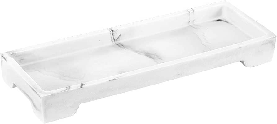 Luxspire Resin Marble Bathroom Tray, Toilet Tank Storage Tray, 11 x 4 inch Kitchen Sink Trays, Va... | Amazon (US)