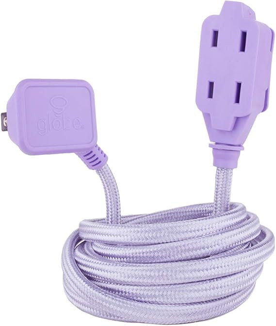 Globe Electric 22892 Designer Series 9-ft Fabric Extension Cord, 3 Polarized Outlets, Right Angle... | Amazon (US)