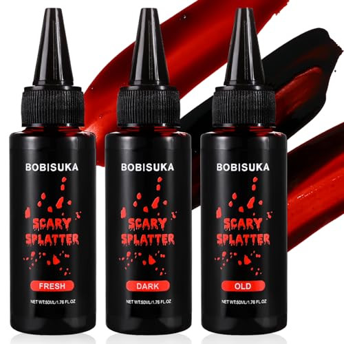 BOBISUKA 3 piece fake blood kit, washable stage blood for the Gone Girl bloody look