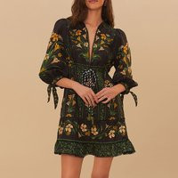 Farm Rio Flowers Arch Linen-Blend Mini Dress - M | Coggles (Global)