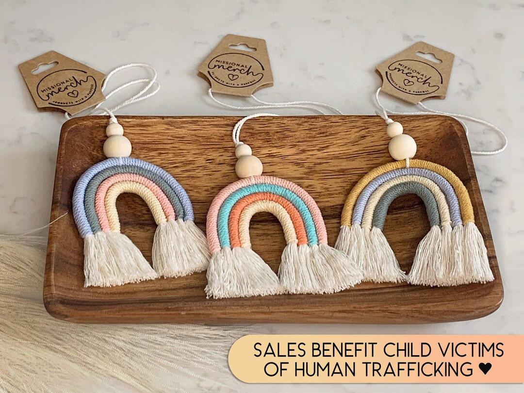 Rainbow Car Charm Macrame Car Diffuser Car Mirror Charm Rearview Mirror Charm Cute Car Accessorie... | Etsy (US)