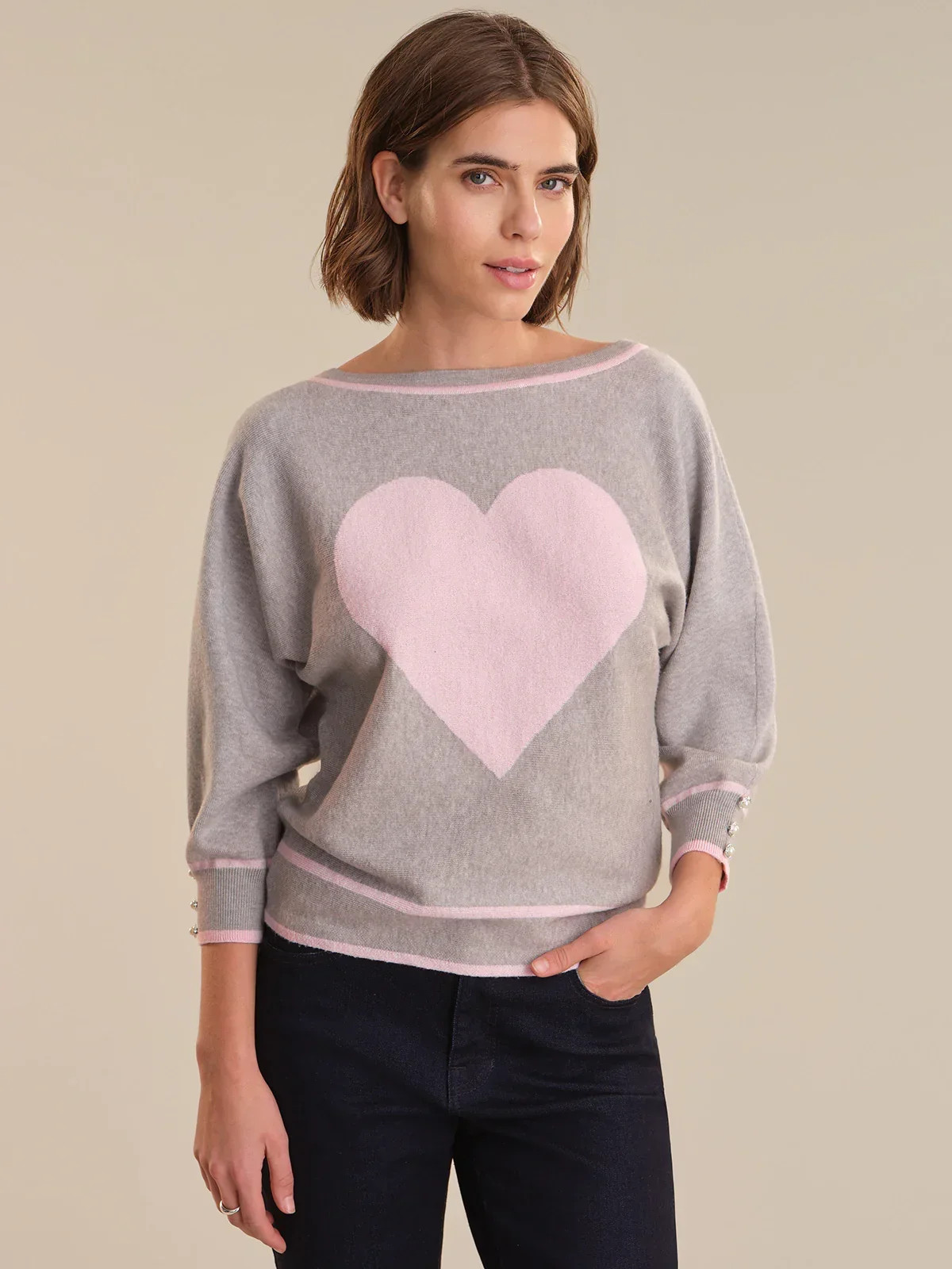 89th & Madison Crewneck Heart Graphic Dolman Pullover | 89th + Madison