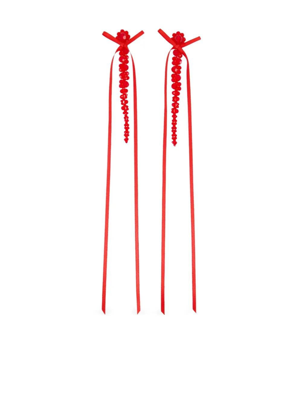 Simone Rocha Slim Bow Ribbon Earrings  | Red | FARFETCH AU | Farfetch Global