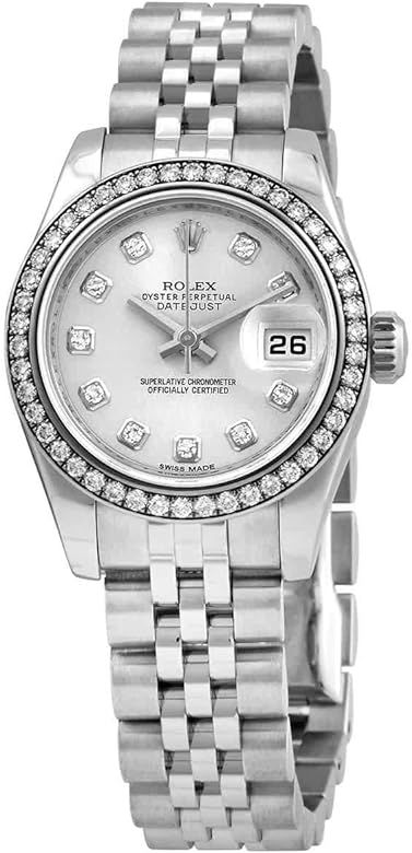 Rolex Lady-Datejust 26 Automatic Diamond Silver Dial Ladies Watch 179384SDJ | Amazon (US)