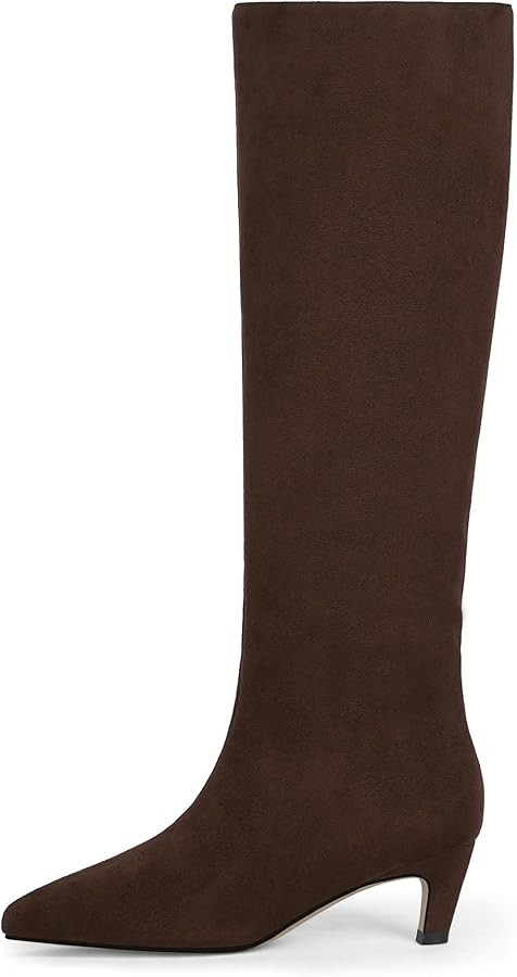 Modatope Knee High Boots Women Square Toe Kitten Heel Tall Boots Womens Fashion Long Boots | Amazon (US)