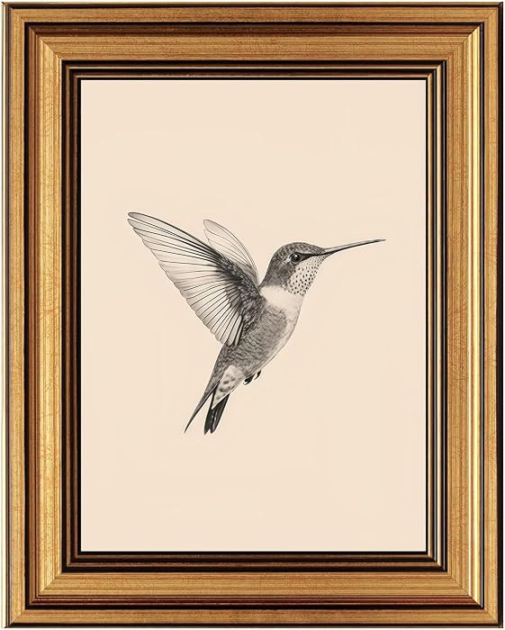 XiZoDinia Vintage Hummingbird Wall Art, Gold Framed Canvas Print, Retro Bird Decor for Bedroom Li... | Amazon (CA)