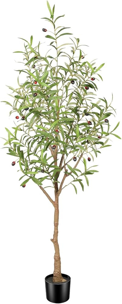Artificial Olive Tree 5ft - Fake Potted Olive Silk Tree with Planter Natural Olive Branches and R... | Amazon (US)