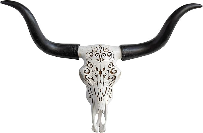 Near and Deer Faux Taxidermy Decorative Carved Longhorn Skull Wall Mount, Natural, DTL00 | Amazon (US)