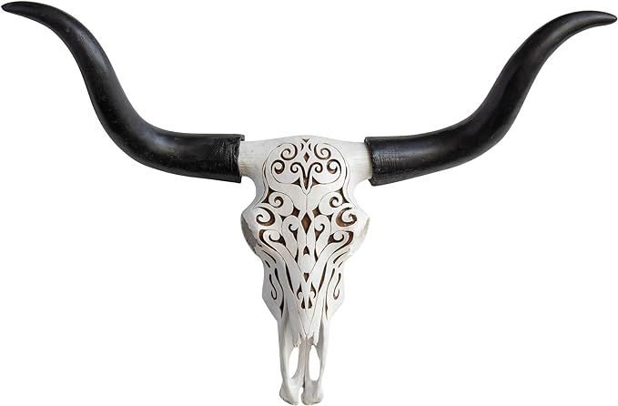 Near and Deer Faux Taxidermy Decorative Carved Longhorn Skull Wall Mount, Natural, DTL00 | Amazon (US)