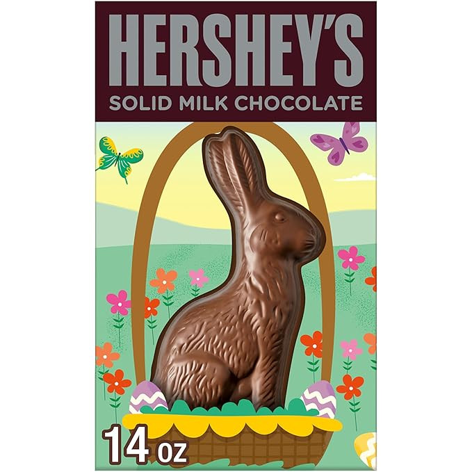 HERSHEY'S Solid Milk Chocolate Bunny, Easter Candy Gift Box, 14 oz | Amazon (US)