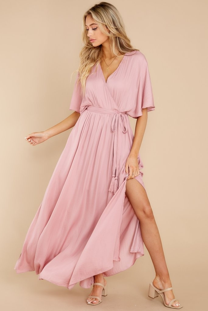 Cross My Heart Dusty Rose Maxi Dress | Red Dress 
