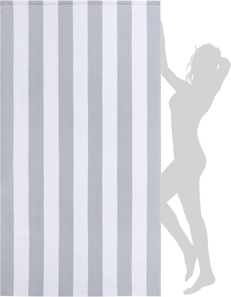 Extra Large Beach Towel - Oversized Mircofiber Beach Towel 40'' x 70'', XL Striped Lightweight Po... | Amazon (US)