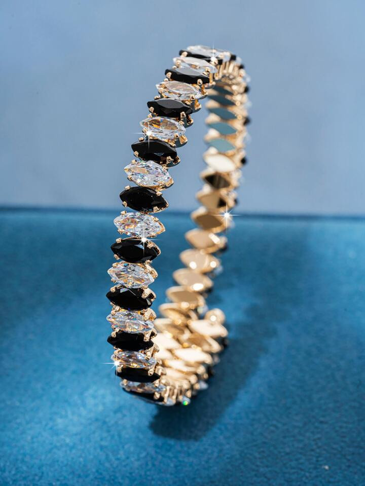 1pc Gorgeous Artificial Black & White Cat's Eye Spacer Bracelet For Women Wedding Party Jewelry | SHEIN