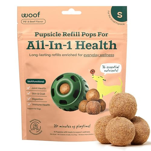 WOOF Pupsicle Refill Pops for All-in-1 Health - Long-Lasting Multivitamin Refills for The Pupsicle Toy - with Vitamins A, B, D, Iron, Magnesium, and Fiber - Small Pops - 10 Count | Amazon (US)