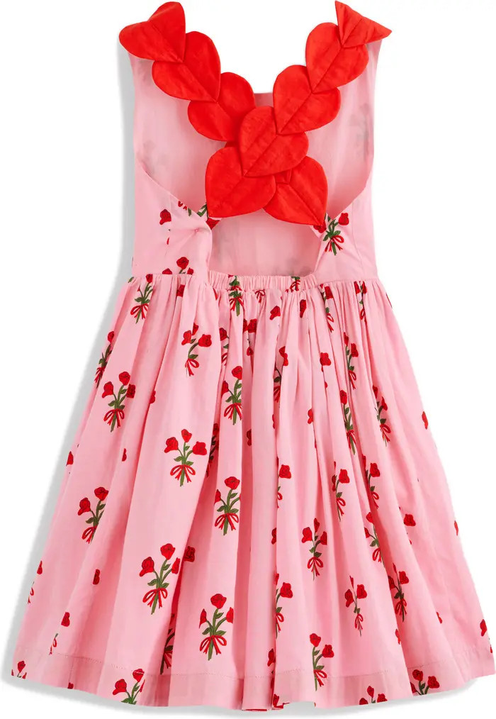 Kids' Rose Print Heart Cross Back Dress | Nordstrom