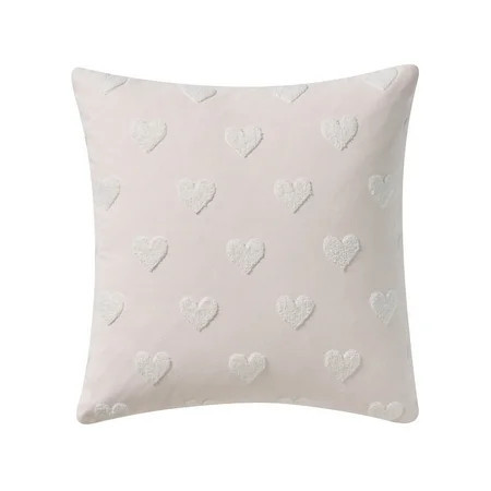 My Texas House 18" x 18" Pink Tufted Hearts Cotton Decorative Pillow Cover | Walmart (US)