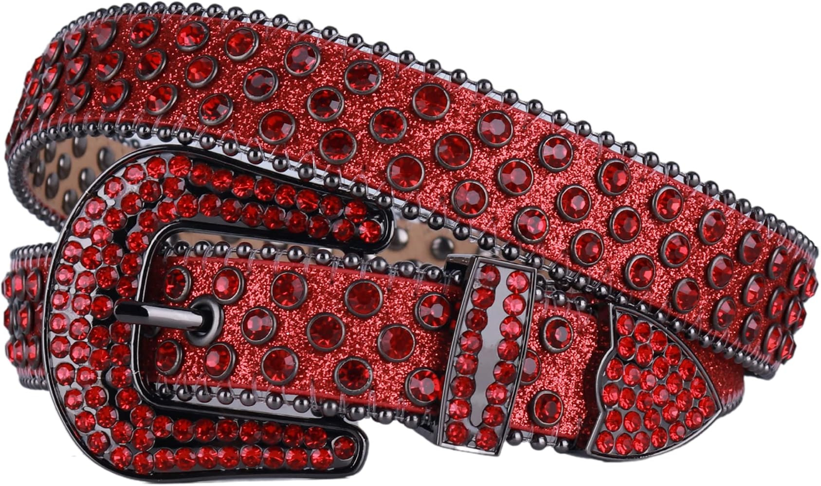 Men Women Rhinestone Belt Western Bling Luxury Strap Leather Sparkle Studded Belts 1-1/7"(29mm) W... | Amazon (US)