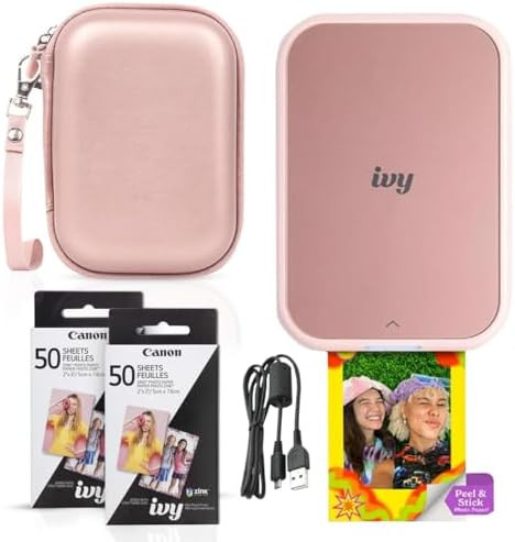 Canon Ivy 2 Mini Photo Printer (Blush Pink) - Bluetooth, Print from iOS & Android Devices, Bundle... | Amazon (US)