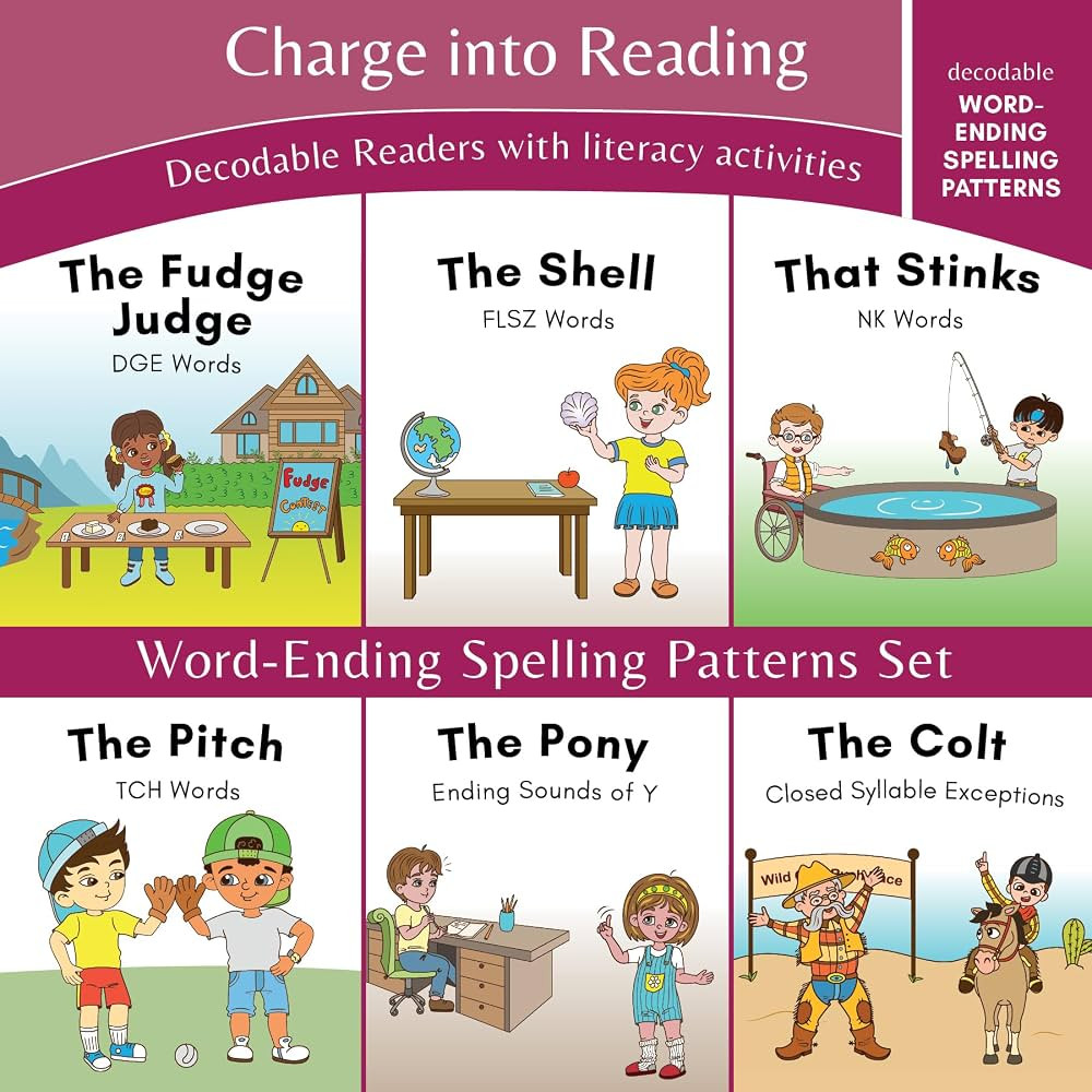 Charge into Reading Decodable Books (Stage 5): 6 Word-Ending Spelling Pattern Decodable Readers t... | Amazon (US)