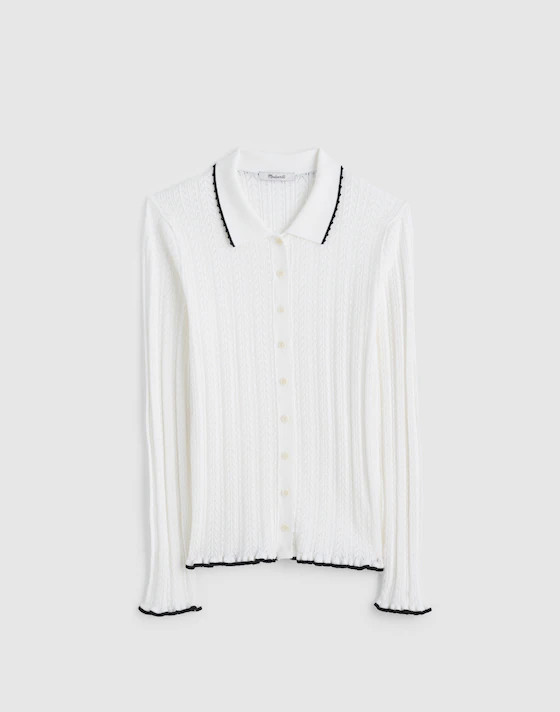 Ruffle-Trim Pointelle Cardigan | Madewell