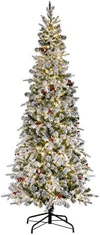 Haute Decor Lexington Artificial Flocked Fir Slim Christmas Tree (7-Foot) | Amazon (US)
