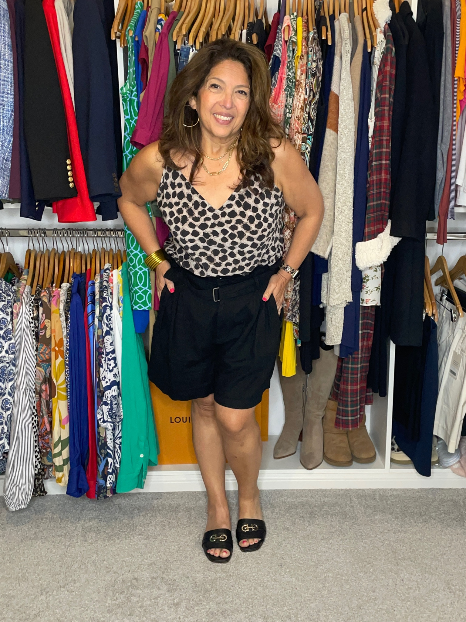 The summer heat has arrived in Dallas, TX. It is hot, hot, hot!

Here are five ways I will be wearing shorts all summer long. 

Which one is your fave?
1, 2, 3, 4, or 5 

Outfit 1
@bananarepublicfactory paperbag shorts (vintage)
@mmlafleur Lisey Cami
@ferragamo sandals

Outfit 2
@everlane Linen Way-High® Drape Short
@jmclaughlin Sleeveless Durham Top
@editedpieces reversible belt
@veronicabeard Hosanna Dickey Jacket
@toryburch sandals

Outfit 3
@everlane Linen Way-High® Drape Short
@mmlafleur Lisey Cami
@editedpieces reversible belt
@toryburch sandals

Outfit 4
Denim Shorts
Velvet Dion Blouse @evereveofficial
@vionic loafers
@madewell braided belt

Outfit 5 
@everlane Linen Way-High® Drape Short
@jcrew vintage vneck tee
@evereveofficial linen blazer (vintage)
@jmclaughlin Lina Reversible Belt
@ally caramel leather flat

Shop my looks:

1️⃣ Going to my profile Stylish Curvy Girl @liketoknow.it 
2️⃣ Take a screenshot and use the LIKetoKNOW.it app 

•
•
•
•
•
•
•
•
•
•
•
#shorts #summeroutfits ##entrepreneur #summerstyle #denim #summerstyle #everydaywear #stylish #workwear #casualstyle #classicstyle #outfitsinspo #fashionista #lifestyleinspo #whattowear #dailylooks #styleinspo #ootd #outfitideas #50plusstyle #blessed #styleatanyage #plussize #betterafter50 #styletip 

#LTKPlusSize #LTKStyleTip #LTKOver40