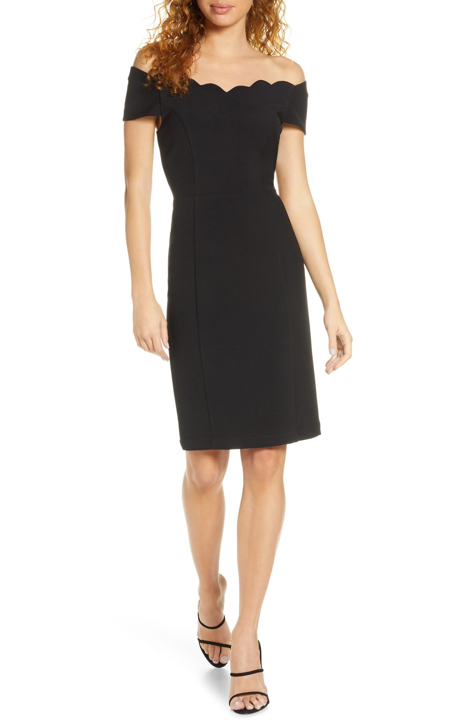 Harlyn Scallop Detail Off the Shoulder Sheath Dress | Nordstrom | Nordstrom