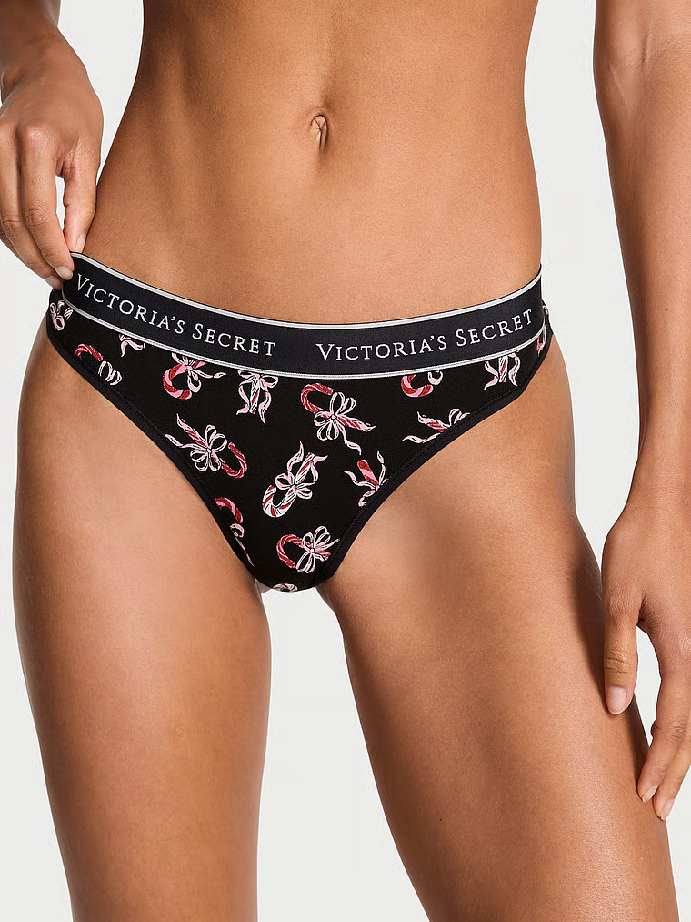 Buy Logo Cotton Thong Panty, Black Candy Canes - Order Panties online - Victoria's Secret US | Victoria's Secret (US / CA )
