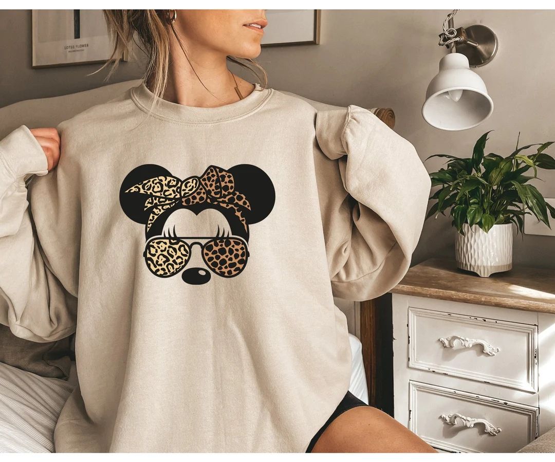 Disney Leopard Bandana Shirtleopard Print Mickey Sweatshirt - Etsy | Etsy (US)
