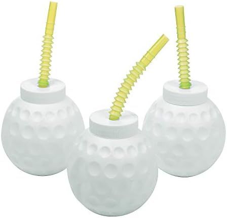 Golf Ball Cups with Straws - Set of 12, each holds 14 oz - Golf Party Drinking Supplies | Amazon (US)