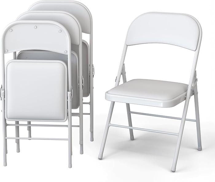 4 Pack Leather Chair | Foldable & Stackable | 350 lbs Capacity Steel Frame Seats for Indoor or Ou... | Amazon (US)
