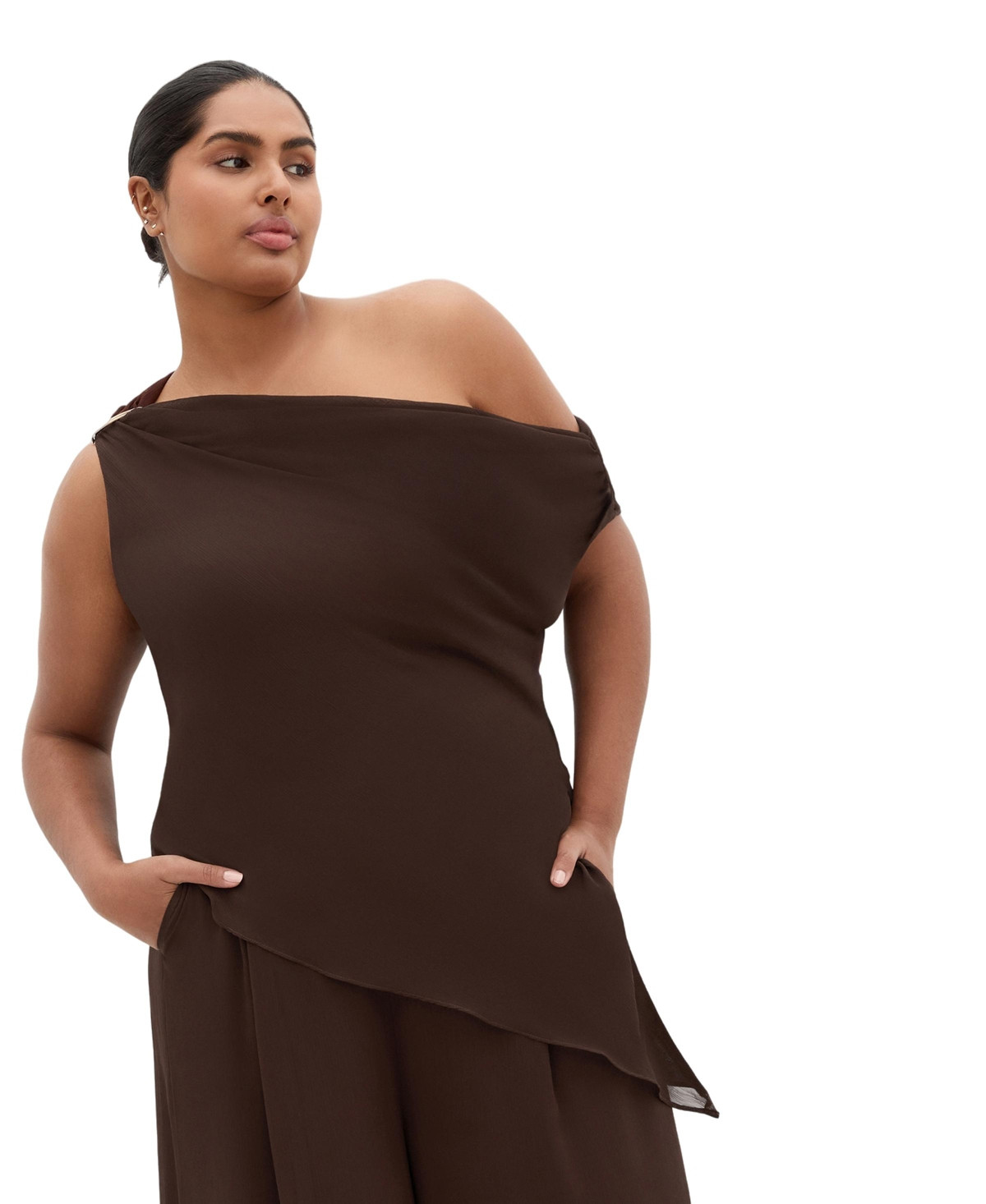 City Chic Women's Plus Size Skyla Off Shoulder Top - Chocolate | Macy's