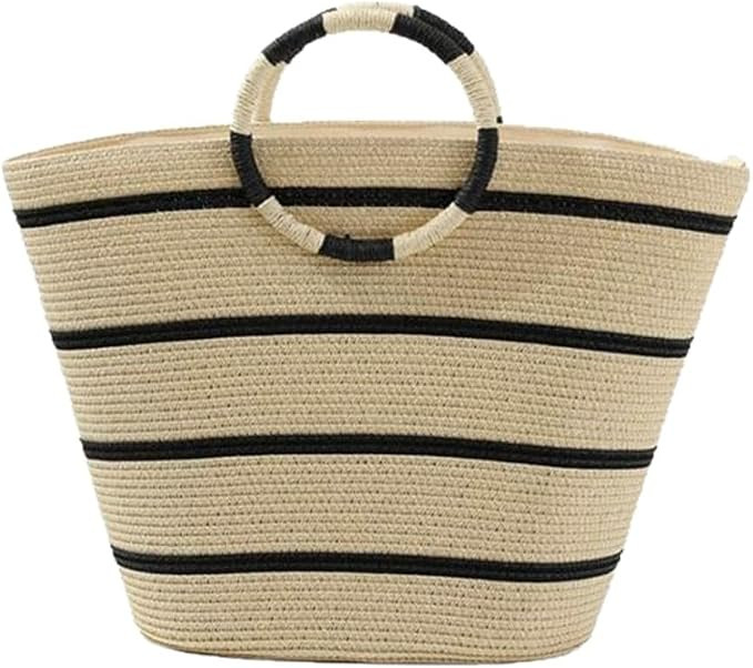 Beach Bags for Women Straw Tote Bag Summer Beach Handbag Large Woven Straw Tote for Holiday Swim ... | Amazon (US)