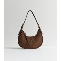 Dark Brown Faux Suede Scoop Shoulder Bag New Look | New Look (UK)