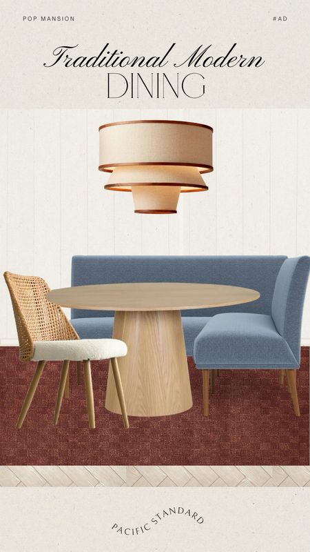 Traditional meets modern Dining Space! #AD @popmansion modern boucle chairs and round wood table! 

#moodboard #mockupdesign #mockup #traditionalmodern #diningroominspo 

#LTKHome