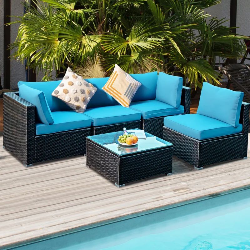 Wicker/Rattan 4 - Person Seating Group with Cushions | Wayfair North America