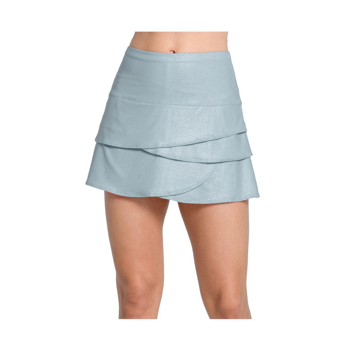 Lucky In Love Women's All That Shimmers Scallop Heather Gray Tennis Skirt - Heather gray | Macy's