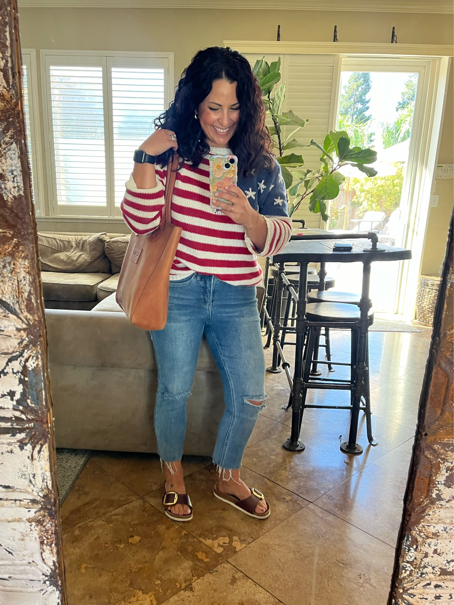 Patriotic American flag sweater for 9/11. Mine is several years old, I linked several similar options. 

Teacher outfit
Petite style
Birkenstock Madrid

#LTKOver40 #LTKStyleTip #LTKWorkwear